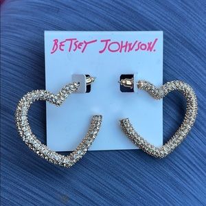 Crystal Heart Hoop Betsy Johnson Earrings